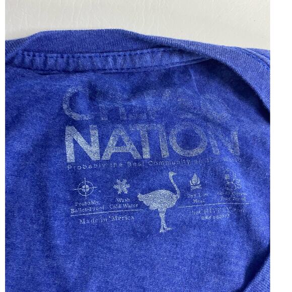 Keep Calm Chive On Women's Blue Graphic T-Shirt Tee Size Small - Picture 2 of 4